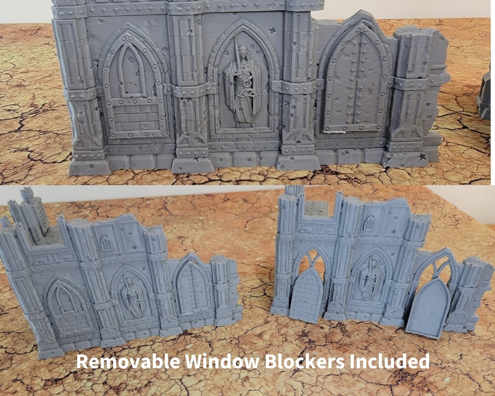 10th Edition 40k Tournament Terrain Set, 3dPrinted Wargame Terrain 28mm Scale Buildings in Ruins, Imperialis Sci fi Gothic Wargaming Scenery