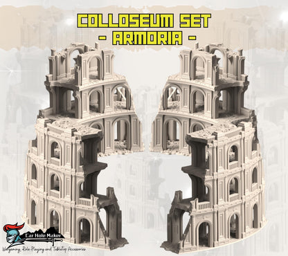 Colosseum Ruins Terrain – Full 3x3 Set of 16 Ancient Arena Pieces (28mm Scale)