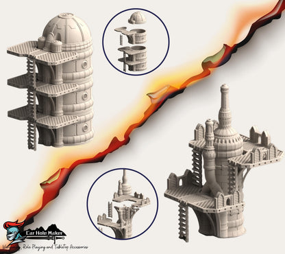 Hades Ridge Platform – Full Sci-Fi Fortress Terrain Set with Elevation & Walkways for 28–32mm Games like 40K, Kill Team, Stargrave
