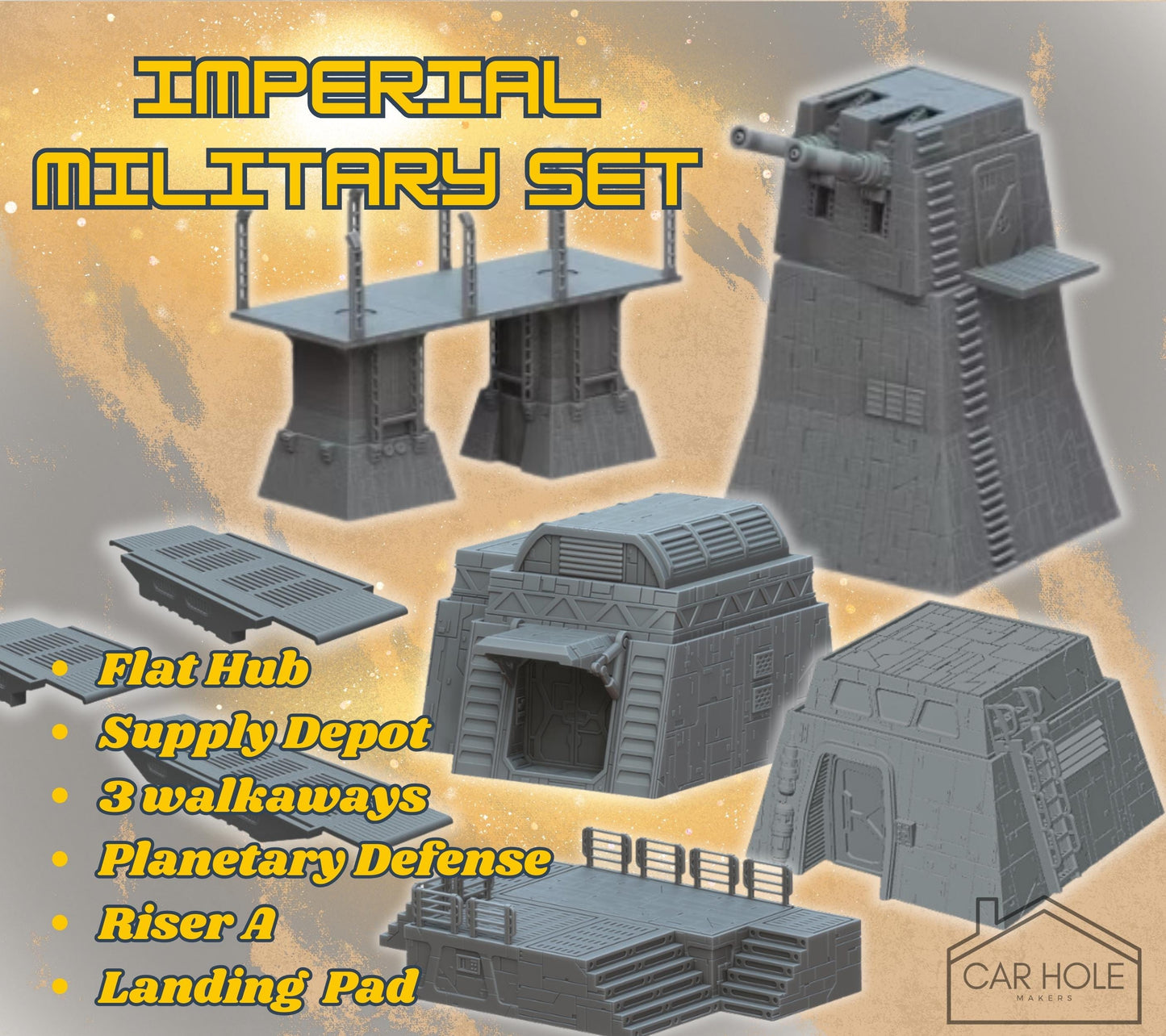 Sci-Fi Outpost Terrain Set – Modular Buildings and Elevated Walkways for Narrative & Competitive Play