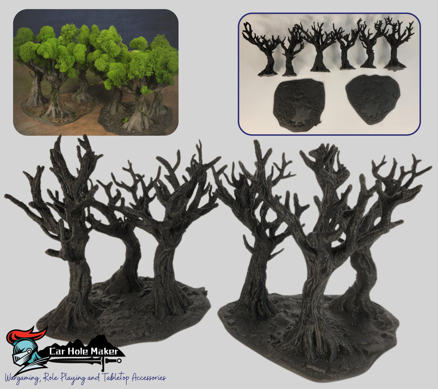 Fantasy Forest Terrain – Gnarled Trees & Scenic Bases for RPGs & Wargaming | 28–32mm Scale, Unpainted & Customizable for Gothic Tables