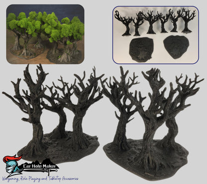 Fantasy Forest Terrain – Gnarled Trees & Scenic Bases for RPGs & Wargaming | 28–32mm Scale, Unpainted & Customizable for Gothic Tables
