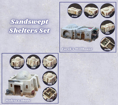 Mos Jemra Desert Spaceport Terrain Set: Adobe-Style Buildings, Market Stalls, and Props for 28–32mm Sci-Fi Wargames and RPGs
