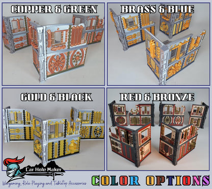Full Color Mechanical Ruin Terrain Set – Multicolor 3D Printed Sci-Fi Walls & Crates for Kill Team, Necromunda, and 40K (28–32mm)