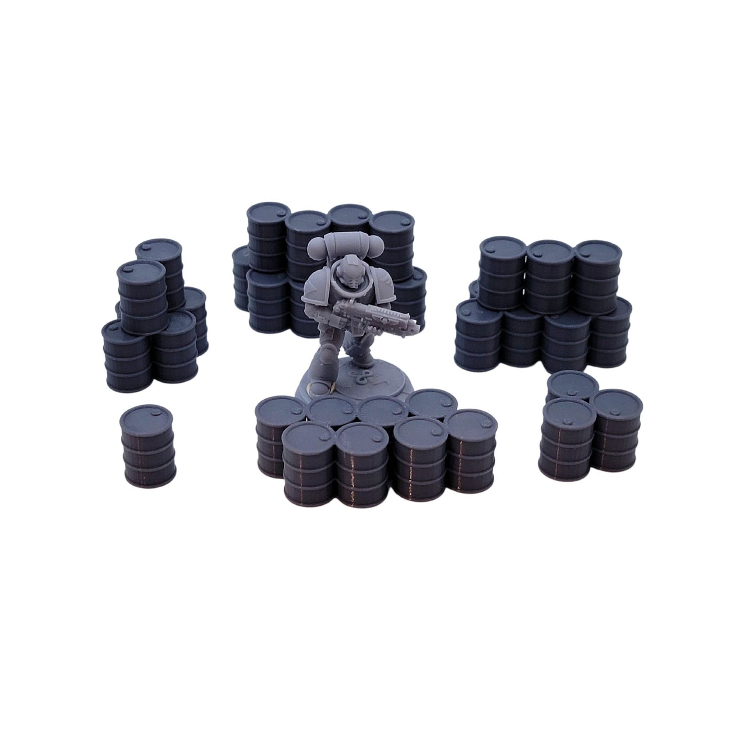 Unleash the Power of Ruins: Scatter Terrain Set of Barrels and Tires for Epic RPG & War Game Battles!