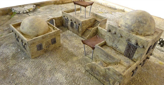 DESERT VILLAGE, Tabletop Terrain Sandy Dry Planet, Rpg & Wargame Scenery 28mm