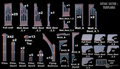Modular Gothic Huge Cathedral SECTOR TEMPLARIS, Ruins for 28mm Tabletop Gaming