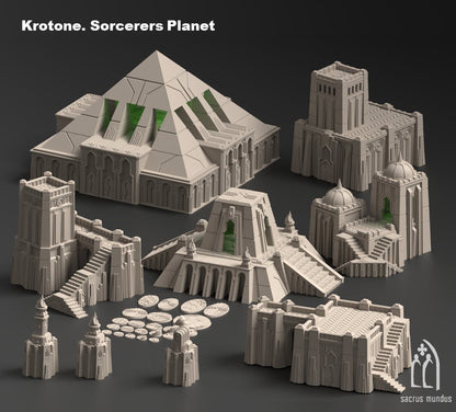 Krotone: Sci-Fi Egyptian Terrain Set - 28mm/32mm Tabletop, 3D Printed