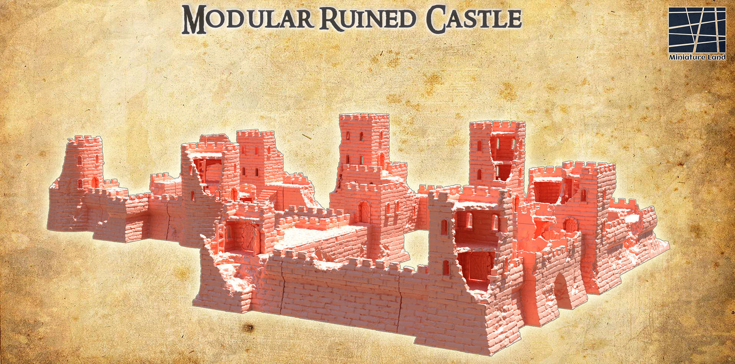 Modular Ruined Castle: 3D Printed Medieval Fortress Terrain