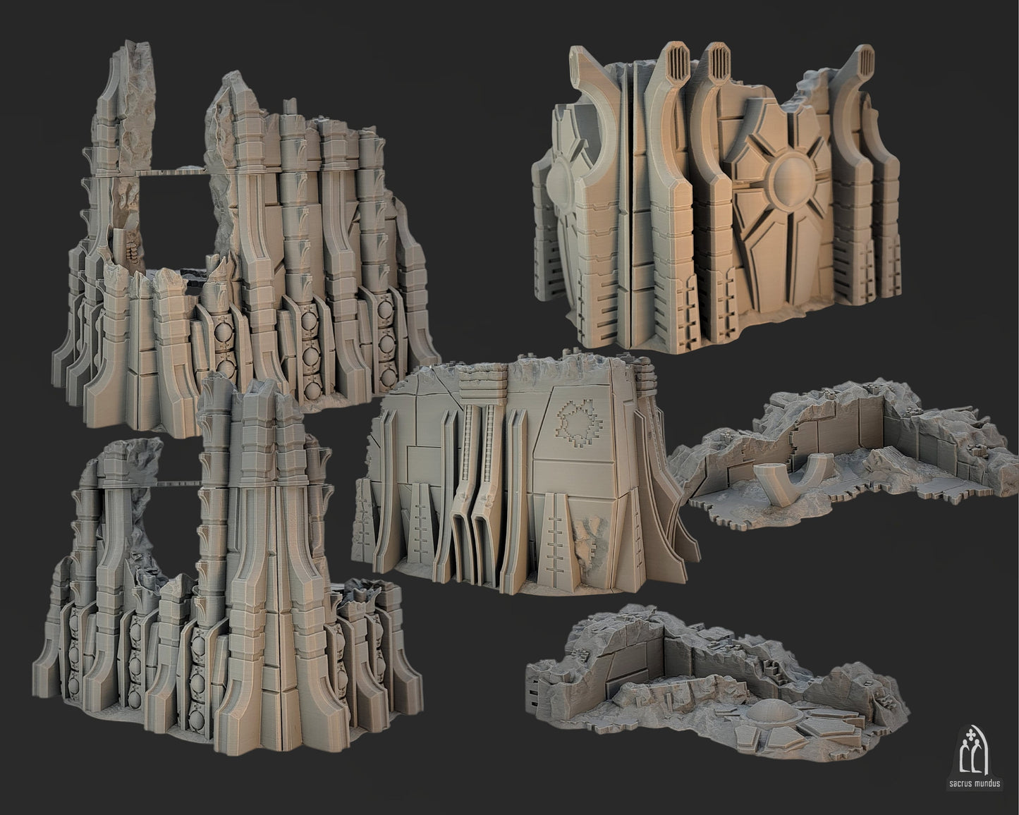 Unearth Eternity: Undying robot legion tabletop terrain. Corner ruins, Competitive Layouts, Comes assembled and ready to paint. 3d Printed