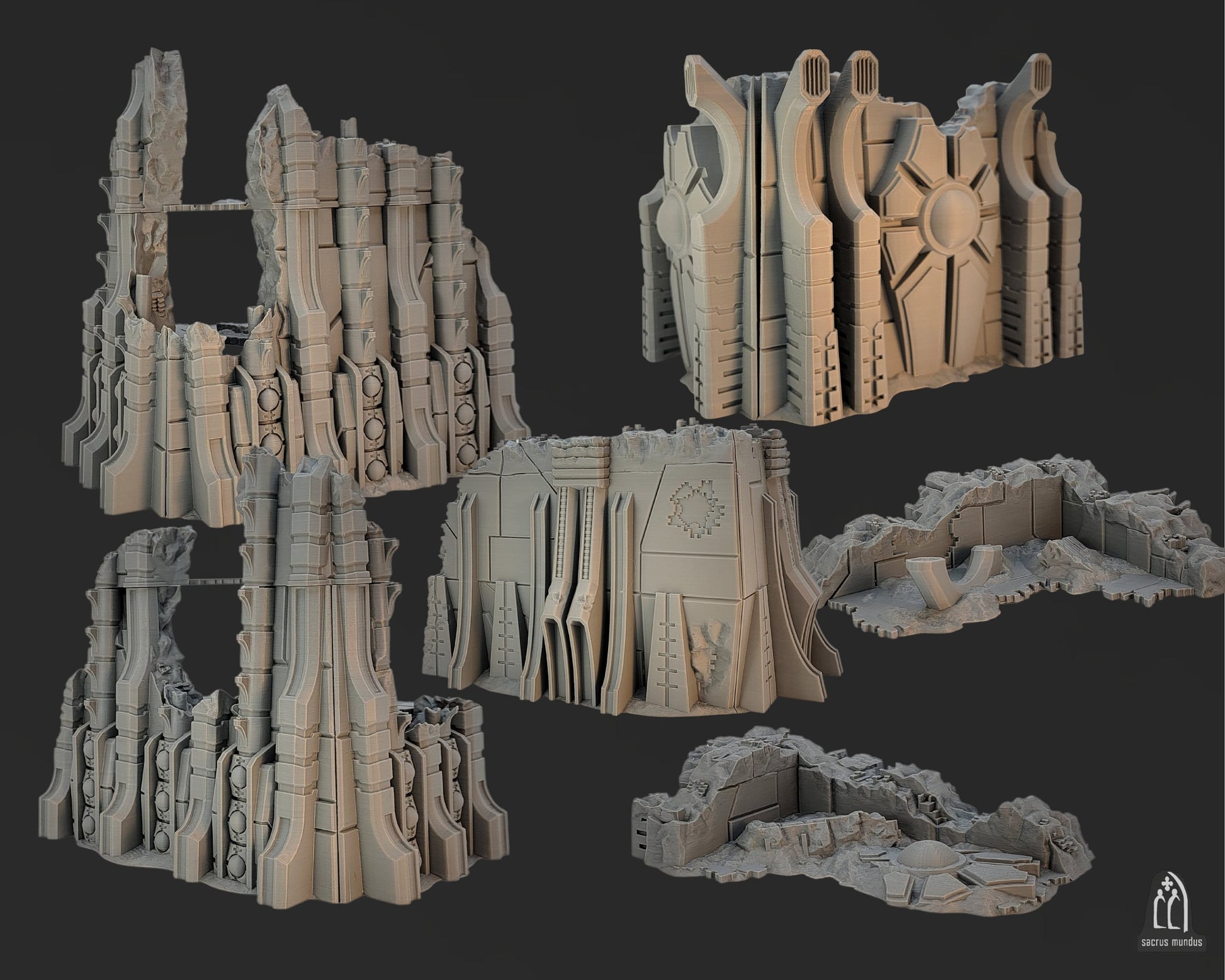 Unearth Eternity: Undying robot legion tabletop terrain. Corner ruins, Competitive Layouts, Comes assembled and ready to paint. 3d Printed