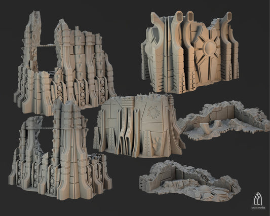 Unearth Eternity: Undying robot legion tabletop terrain. Corner ruins, Competitive Layouts, Comes assembled and ready to paint. 3d Printed