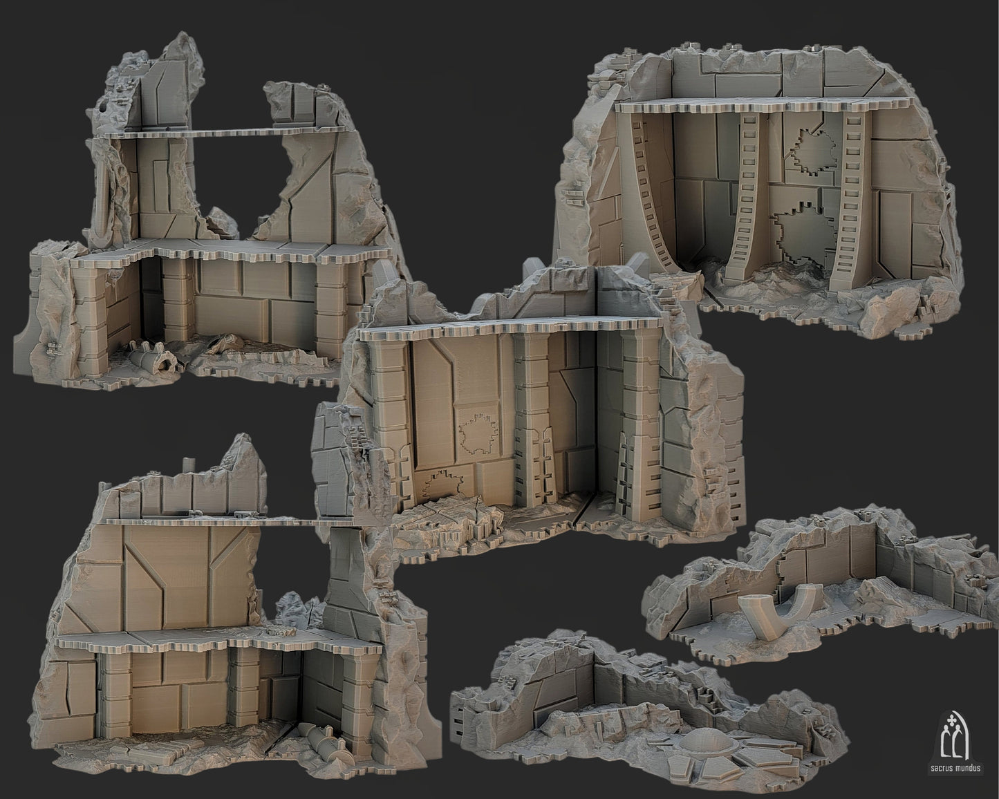 Unearth Eternity: Undying robot legion tabletop terrain. Corner ruins, Competitive Layouts, Comes assembled and ready to paint. 3d Printed