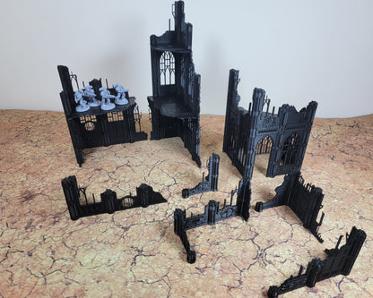 Gothic Wargaming Terrain Ruins: 28mm Sci-Fi Tabletop Scenery Set
