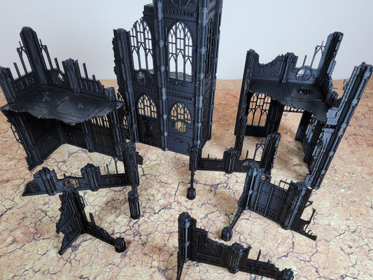 Gothic Wargaming Terrain Ruins: 28mm Sci-Fi Tabletop Scenery Set