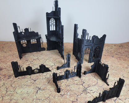 Gothic Wargaming Terrain Ruins: 28mm Sci-Fi Tabletop Scenery Set