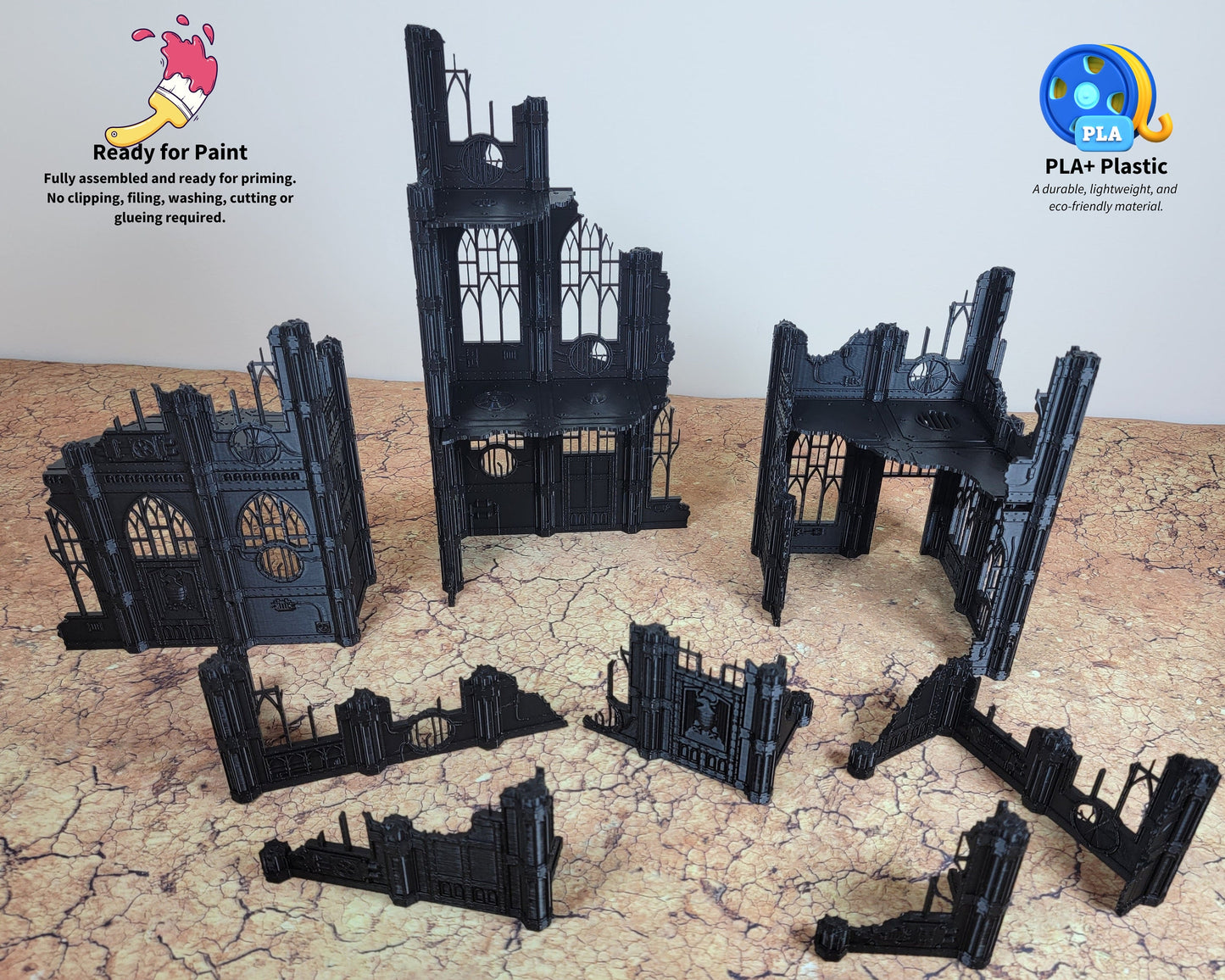 Gothic Wargaming Terrain Ruins: 28mm Sci-Fi Tabletop Scenery Set