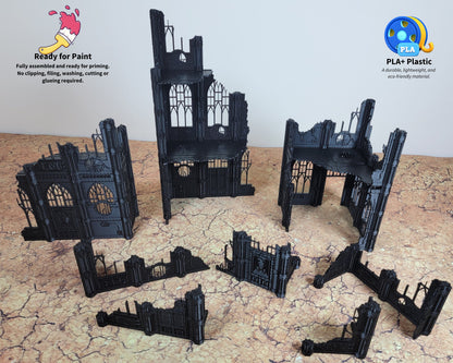 Gothic Wargaming Terrain Ruins: 28mm Sci-Fi Tabletop Scenery Set