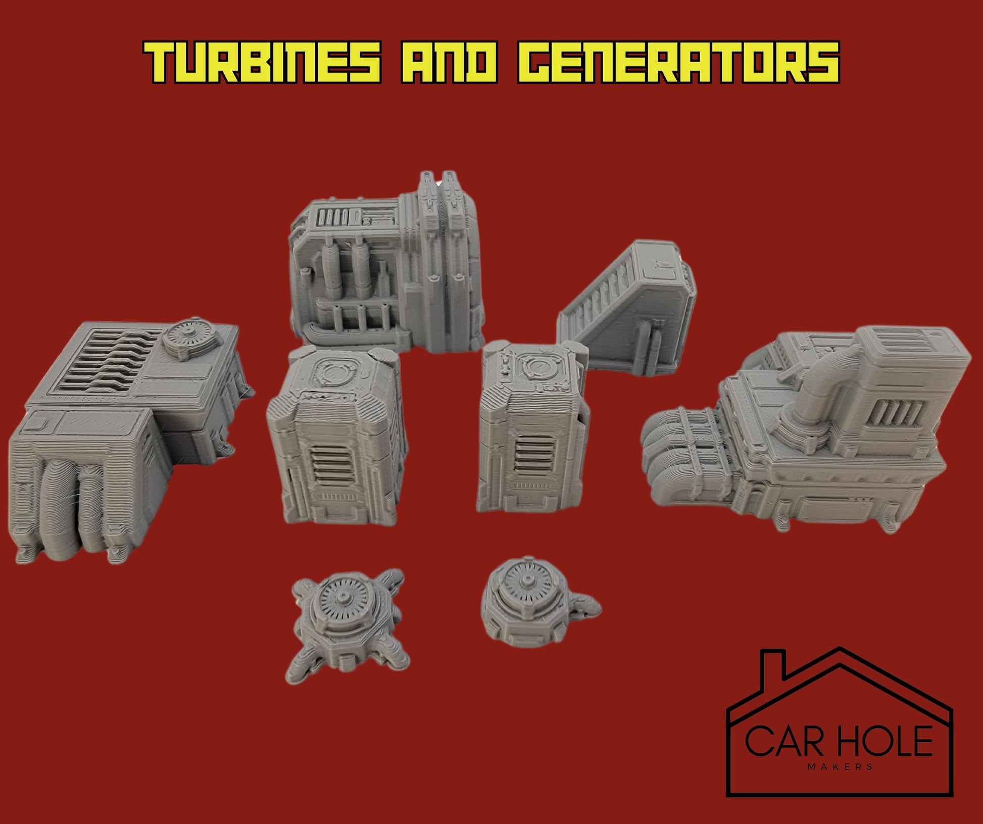 EPIC Wargame Terrain: Industrial Zone Biome. Scenery at a 6mm to 8mm scale. Fuel Silos Turbines Generators Power Plant Relay Stations