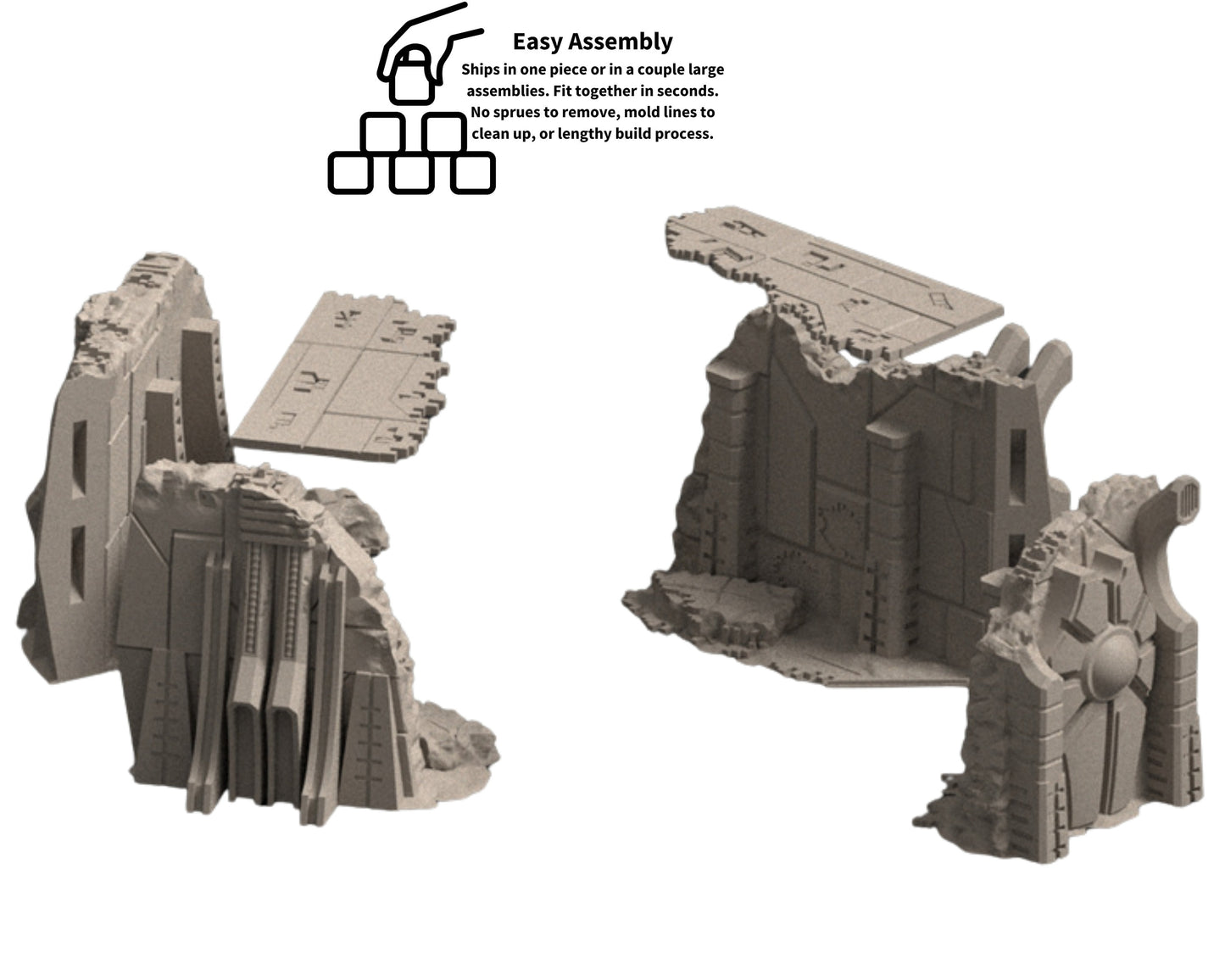 Unearth Eternity: Undying robot legion tabletop terrain. Corner ruins, Competitive Layouts, Comes assembled and ready to paint. 3d Printed