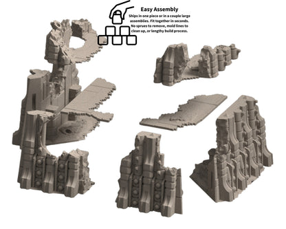 Unearth Eternity: Undying robot legion tabletop terrain. Corner ruins, Competitive Layouts, Comes assembled and ready to paint. 3d Printed