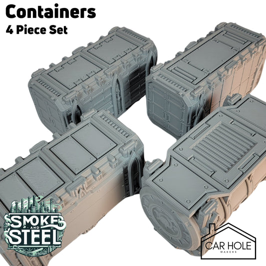Sci-Fi Shipping Containers: 28mm Wargame Terrain, 4 Piece Set