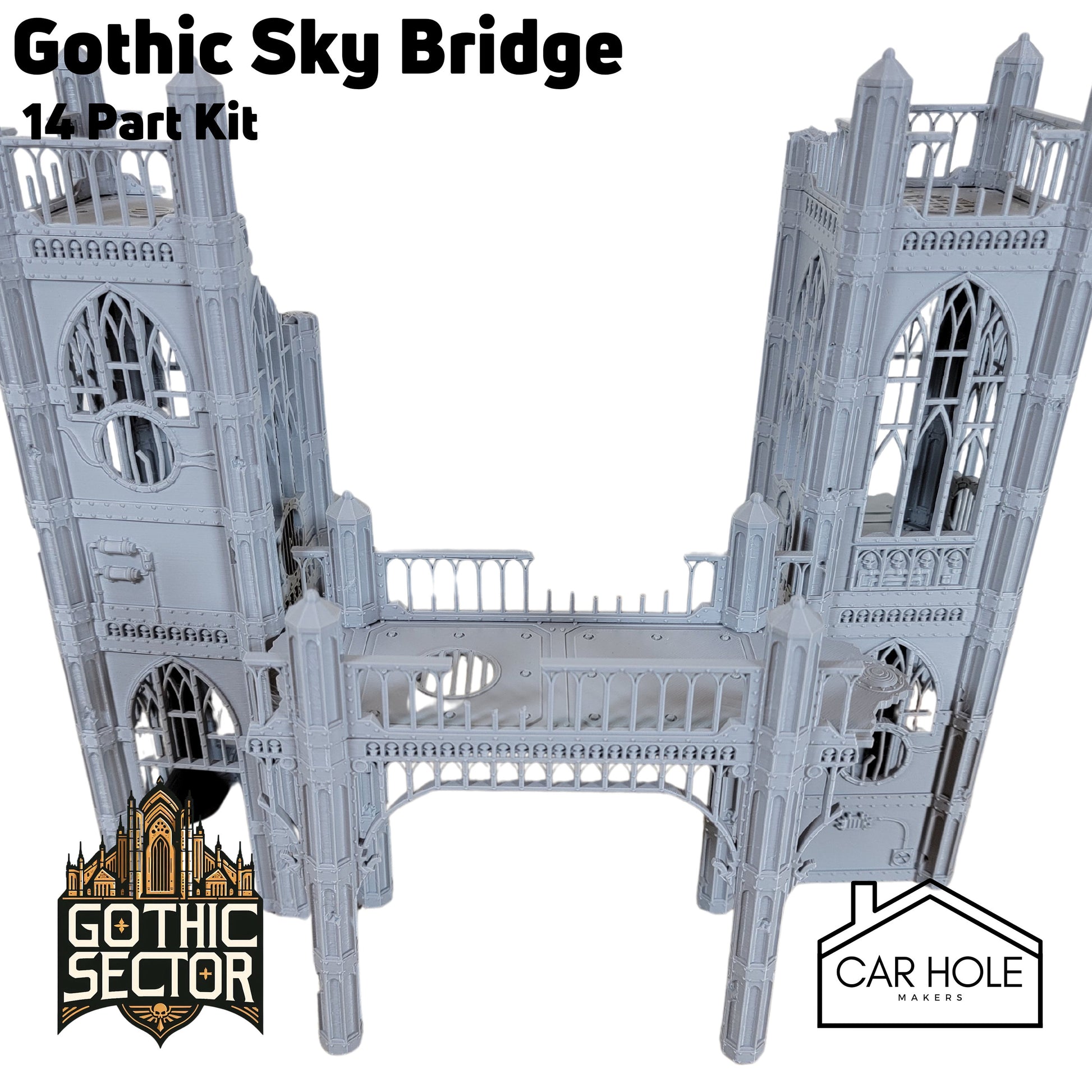 Gothic Sky Bridge: Wargaming Terrain Ruins Combat Patrol Sci-Fi Tabletop Terrain Set 40k 28mm Scale Building & Scatter Terrain