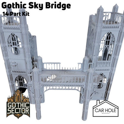 Gothic Sky Bridge: Wargaming Terrain Ruins Combat Patrol Sci-Fi Tabletop Terrain Set 40k 28mm Scale Building & Scatter Terrain
