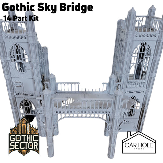 Gothic Sky Bridge: Wargaming Terrain Ruins Combat Patrol Sci-Fi Tabletop Terrain Set 40k 28mm Scale Building & Scatter Terrain