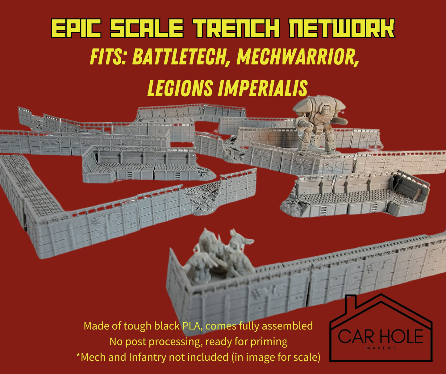 EPIC SCALE Trench Line for Miniature War Games. Scenery at a 6mm to 8mm scale.
