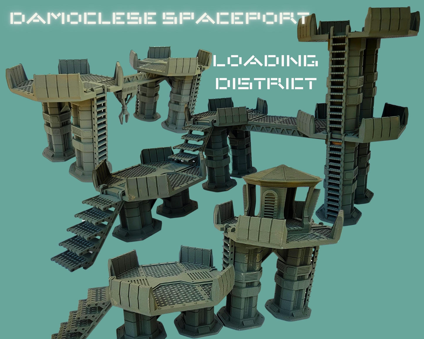 Damoclese Spaceport: Sci-Fi Wargame Terrain Set for 28mm Miniatures