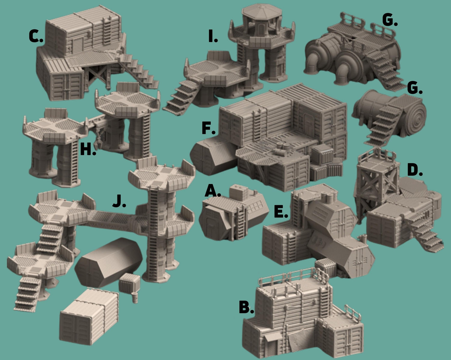 Damoclese Spaceport: Sci-Fi Wargame Terrain Set for 28mm Miniatures