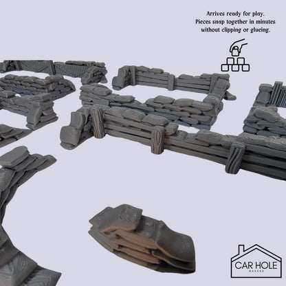 Sandbag Fortifications Terrain: for Tabletop Wargames (28mm-32mm)
