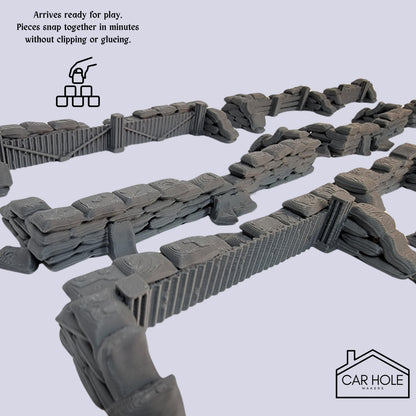 Sandbag Fortifications Terrain: for Tabletop Wargames (28mm-32mm)