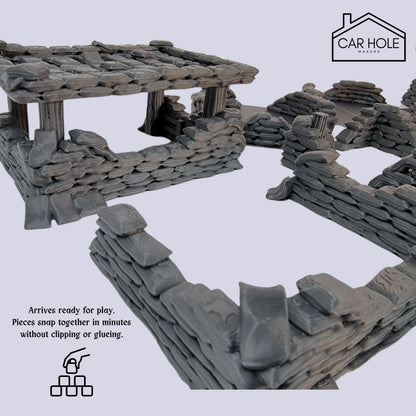 Sandbag Fortifications Terrain: for Tabletop Wargames (28mm-32mm)