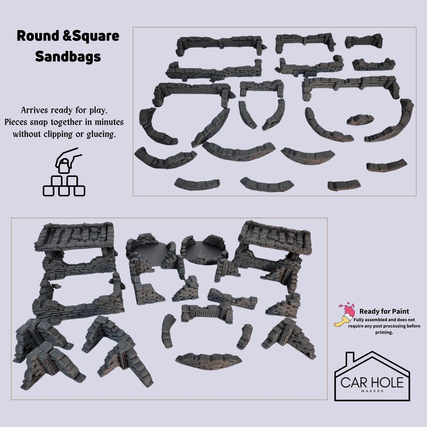 Sandbag Fortifications Terrain: for Tabletop Wargames (28mm-32mm)