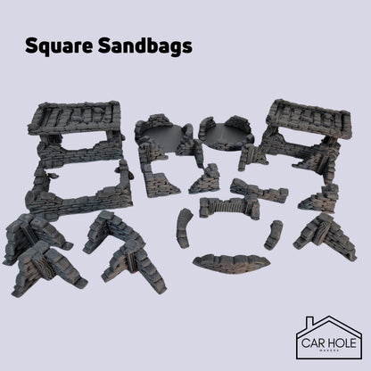 Sandbag Fortifications Terrain: for Tabletop Wargames (28mm-32mm)