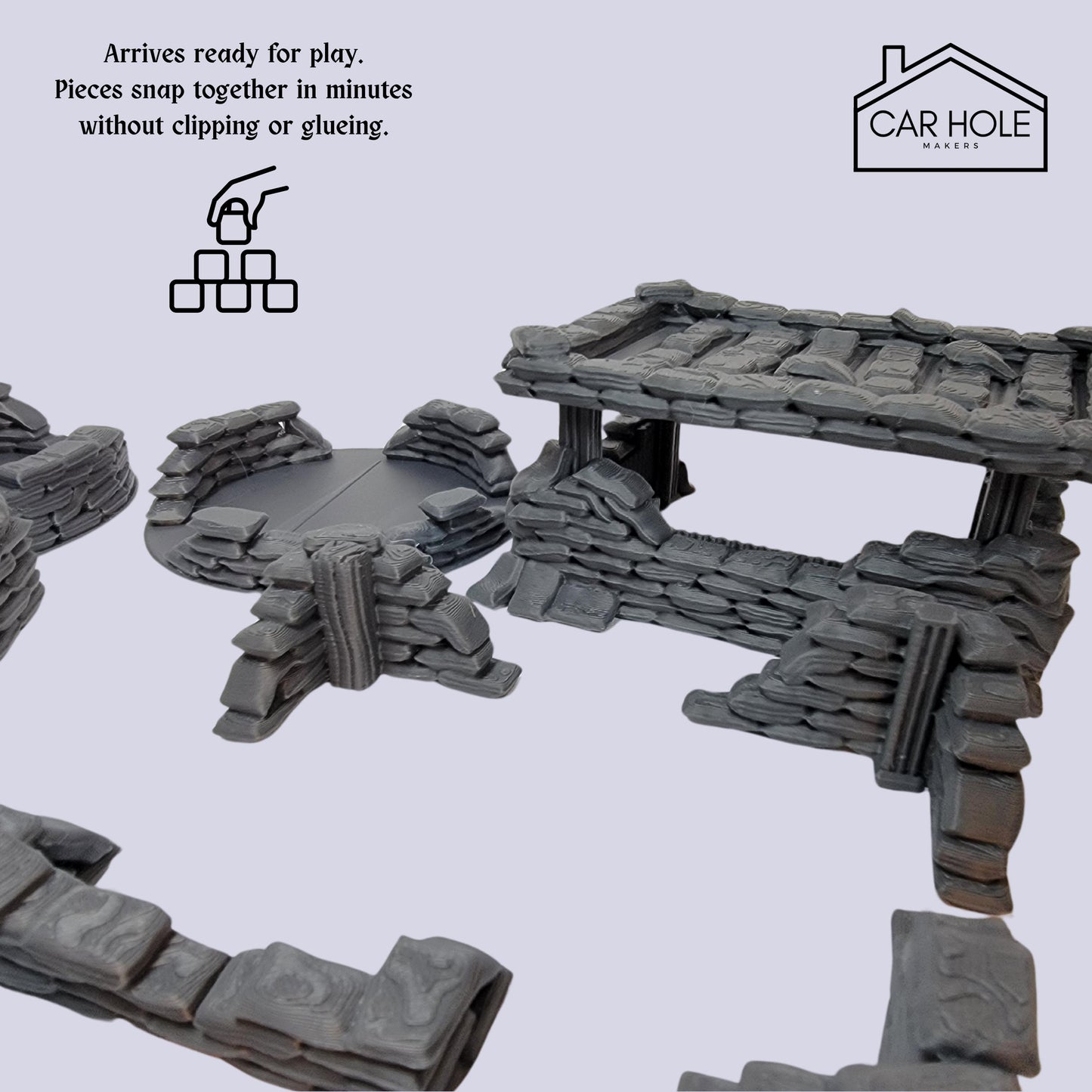 Sandbag Fortifications Terrain: for Tabletop Wargames (28mm-32mm)