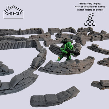 Sandbag Fortifications Terrain: for Tabletop Wargames (28mm-32mm)
