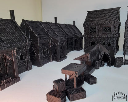 Fantasy Town Terrain Set: Middle ages Village Buildings and Market - For RPG and Wargames