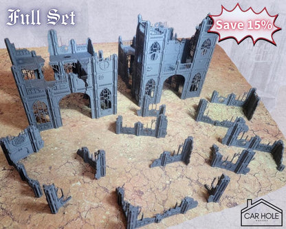 Gothic Cathedral Terrain Set: 28mm Modular Buildings & Scatter
