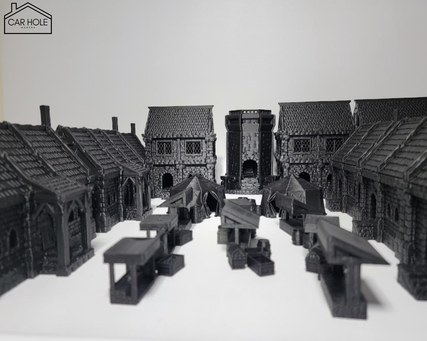 Fantasy Town Terrain Set: Middle ages Village Buildings and Market - For RPG and Wargames