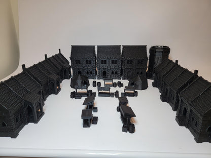 Fantasy Town Terrain Set: Middle ages Village Buildings and Market - For RPG and Wargames