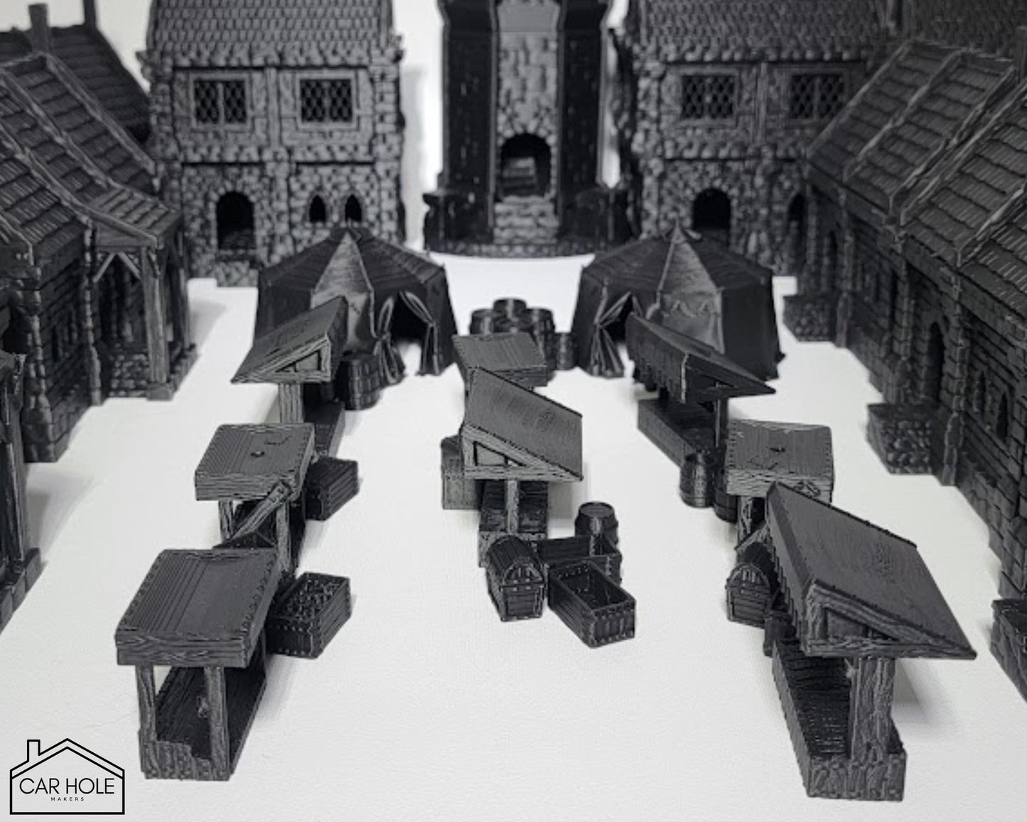 Fantasy Town Terrain Set: Middle ages Village Buildings and Market - For RPG and Wargames