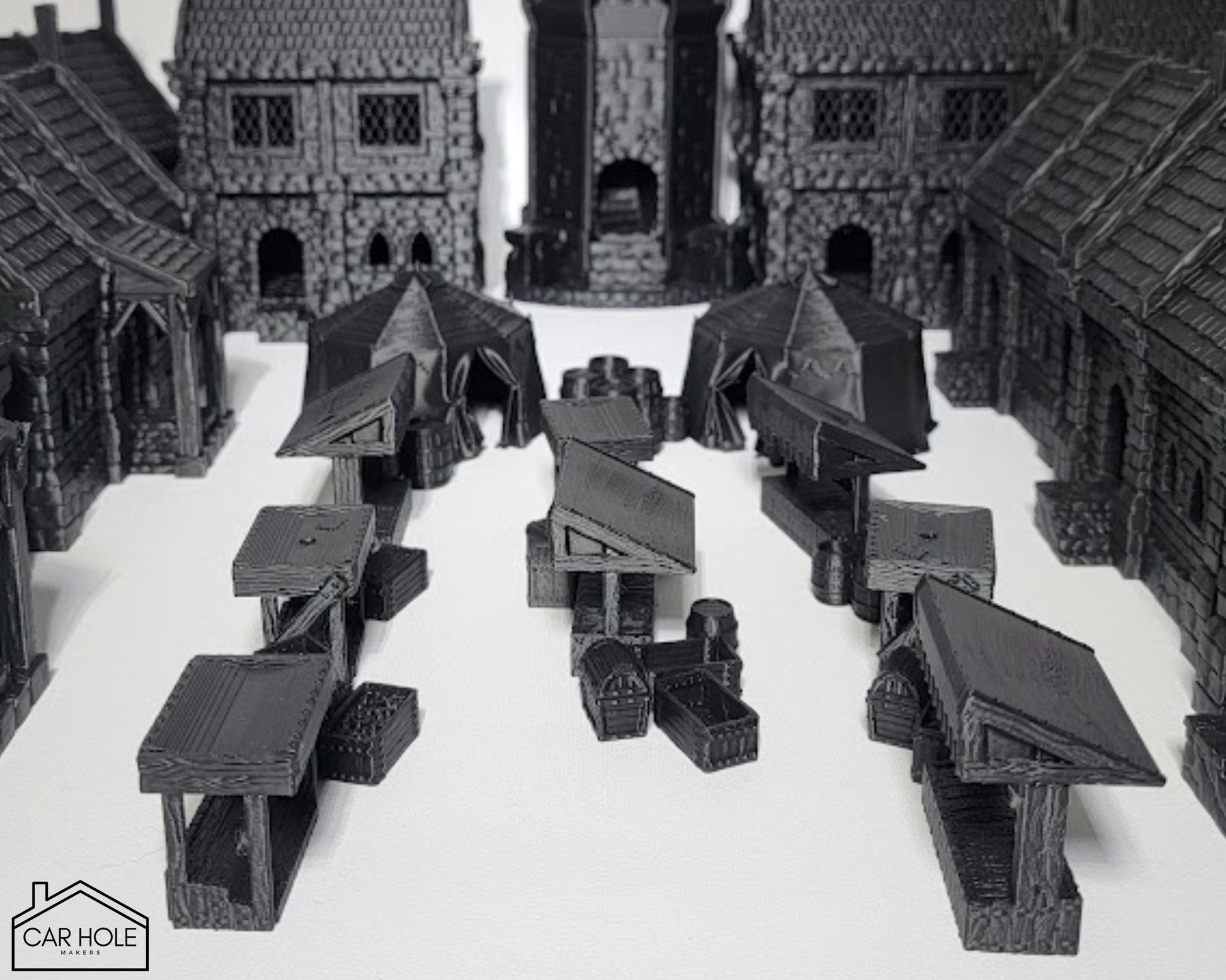 Fantasy Town Terrain Set: Middle ages Village Buildings and Market - For RPG and Wargames