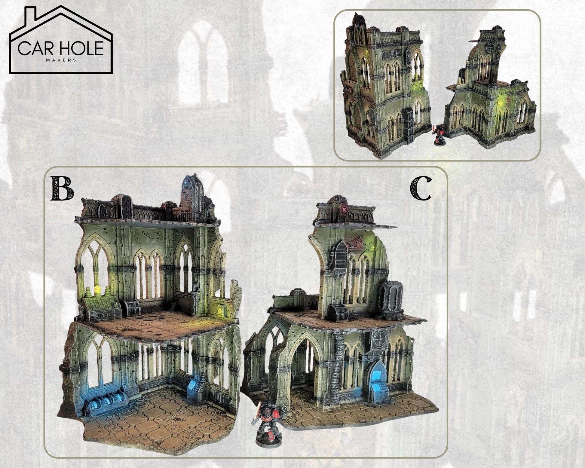 Gothic Sci-Fi Terrain: Modular Cathedral Ruins - 28mm Wargames