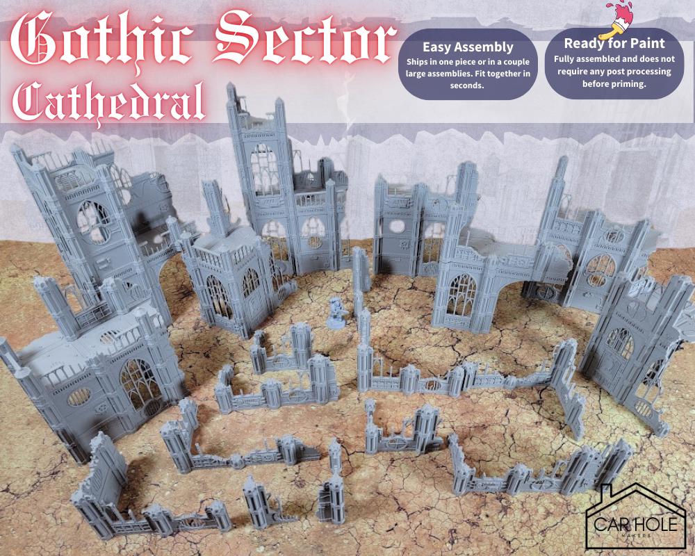 Gothic Cathedral Terrain Set: 28mm Modular Buildings & Scatter