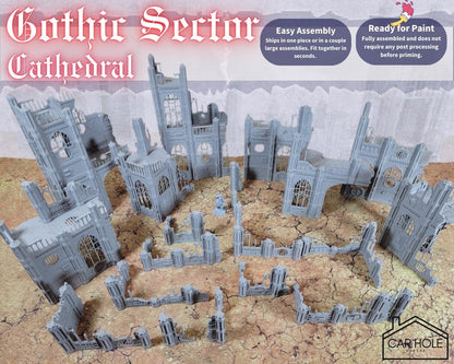 Gothic Cathedral Terrain Set: 28mm Modular Buildings & Scatter