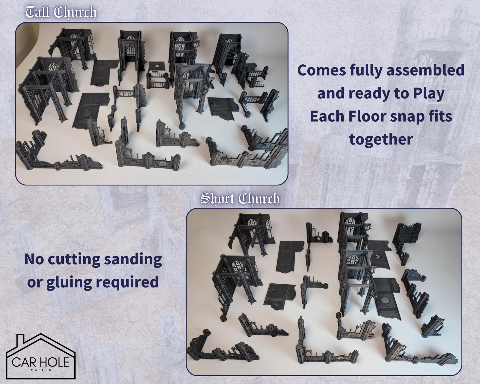 Gothic Cathedral Terrain Set: 28mm Modular Buildings & Scatter