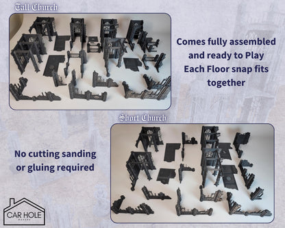 Gothic Cathedral Terrain Set: 28mm Modular Buildings & Scatter